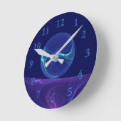 Luminous Blue Paars Dream Abstracte Fractal Art Ronde Klok (Hoek)