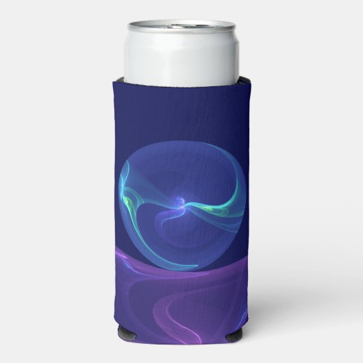 Luminous Blue Paars Dream Abstracte Fractal Art Seltzer Blikjeskoeler (Seltzer Voorkant)