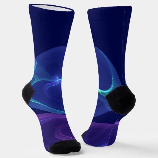 Luminous Blue Paars Dream Abstracte Fractal Art Sokken (Gebogen)