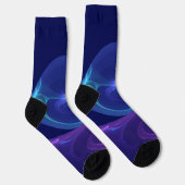 Luminous Blue Paars Dream Abstracte Fractal Art Sokken (Rechts)