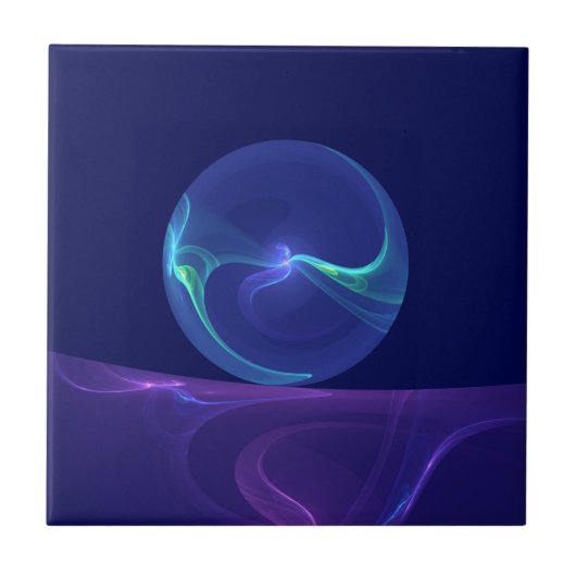 Luminous Blue Paars Dream Abstracte Fractal Art Tegeltje (Voorkant)