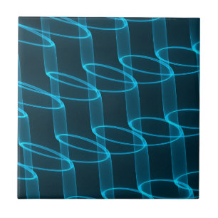 Luminous Blue Wave Pattern Tegeltje