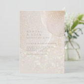 Luminous Blush Pink Fawn Crystal Shimmer Weddensch Kaart (Staand voorkant)