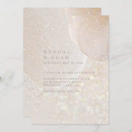 Luminous Blush Pink Fawn Crystal Shimmer Weddensch Kaart