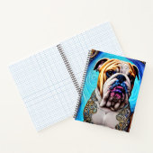 Luminous Bulldog Blue Ocean Wave Pointillisme Notitieboek (Binnen)