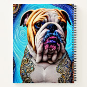 Luminous Bulldog Blue Ocean Wave Pointillisme Notitieboek (Achterkant)