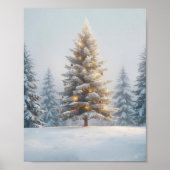 Luminous Christmas Tree in Serene Landscape Poster (Voorkant)