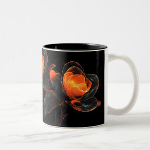 Luminous Cyberflora Sinaasappel Black Cyber Flower Tweekleurige Koffiemok