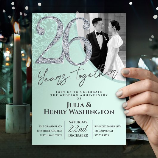 Luminous Diamond 26th Wedding Anniversary  Kaart