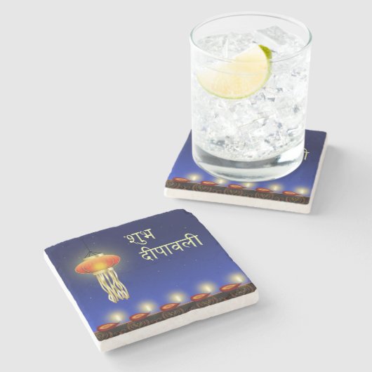 Luminous Diwali Lamp - Marble Stone Onderzetter (Zijkant)