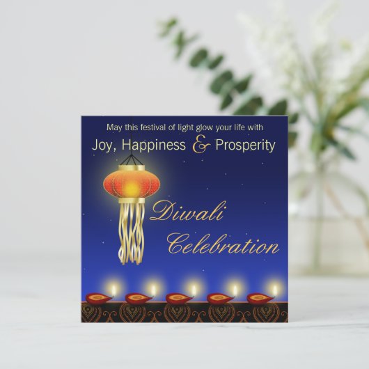 Luminous Diwali Lamp - Uitnodiging voor het festiv (Staand voorkant)