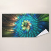 Luminous Fantasy Flower, Colorful Abstract Fractal Badhanddoek (Badhanddoek)