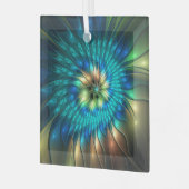 Luminous Fantasy Flower, Colorful Abstract Fractal Glas Ornament (Voorkant links)