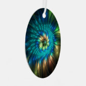 Luminous Fantasy Flower, Colorful Abstract Fractal Metalen Ornament (Voorkant Rechts)