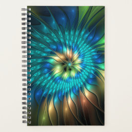 Luminous Fantasy Flower, Colorful Abstract Fractal Planner