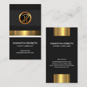 Luminous Faux Gold Foil Elegant Grey Dog Security Visitekaartje (Voorkant / Achterkant)