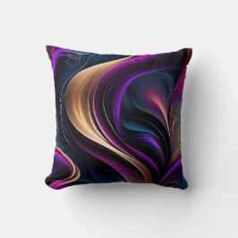 Luminous Flow - Bold Purple, Teal, and Gold Art Kussen