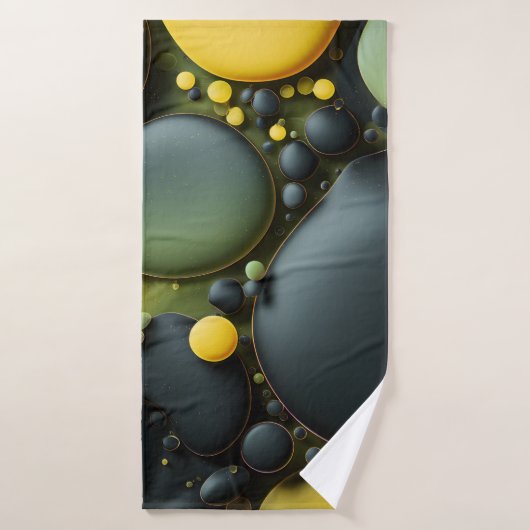 Luminous Fluid Dynamics: Yellow and Green Abstract Badhanddoek (Badhanddoek)