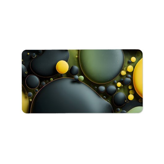 Luminous Fluid Dynamics: Yellow and Green Abstract Etiket (Voorkant)