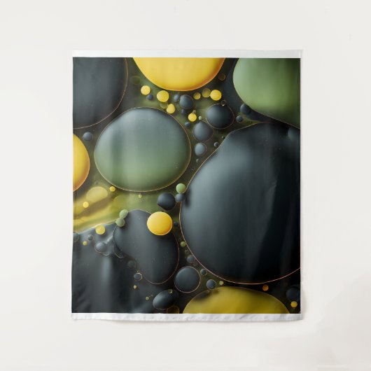 Luminous Fluid Dynamics: Yellow and Green Abstract Wandkleed (Voorkant)