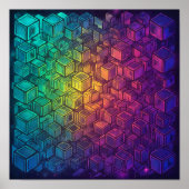 Luminous Geometric Cubist Wall Decor and Art Print (Voorkant)