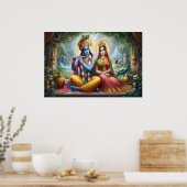 Luminous Gods Kunst: Krishna Radha, Goddelijk Paar Poster (Keuken)