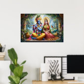 Luminous Gods Kunst: Krishna Radha, Goddelijk Paar Poster (Thuiskantoor)