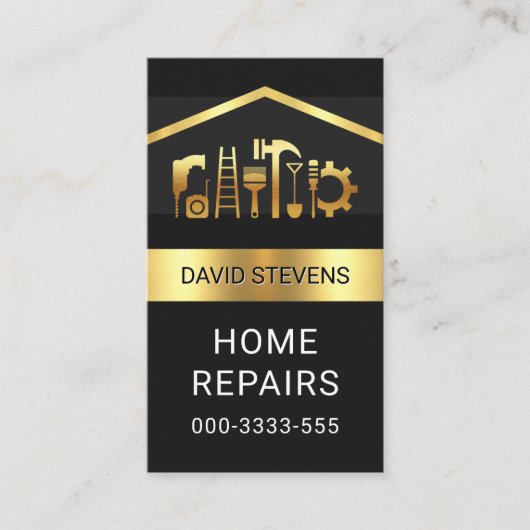 Luminous Gold Handyman Tools Roof Visitekaartje (Voorkant)