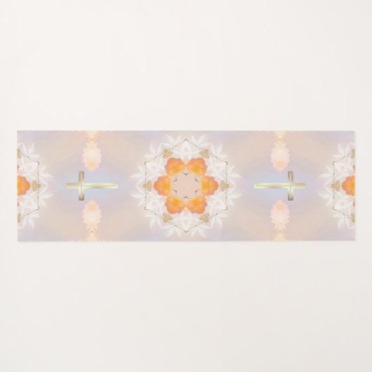 Luminous Gold Heilige Kruis,  Oranje Floral Yogamat (Achterkant (horizontaal))