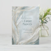 Luminous Gold Line Fluid Marble Wedding Kaart (Staand voorkant)
