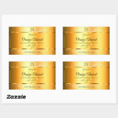 Luminous Gold Oranje Sparkly Glitter met Initialen Rechthoekige Sticker (Vel)