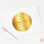 Luminous Gold Oranje Sparkly Glitter met Initialen Ronde Sticker (Envelop)