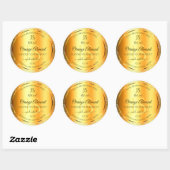 Luminous Gold Oranje Sparkly Glitter met Initialen Ronde Sticker (Vel)