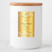 Luminous Gold Oranje Sparkly Glitter met Initialen Voedselcontainer Etiket (Voorkant)