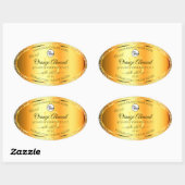 Luminous Gold Sinaasappel Sparkly Glitter Initiale Ovale Sticker (Vel)