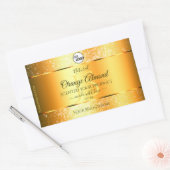 Luminous Gold Sinaasappel Sparkly Glitter Initiale Rechthoekige Sticker (Envelop)