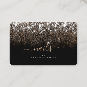 Luminous Golden Glitter Glam Stars Nails Designer Visitekaartje