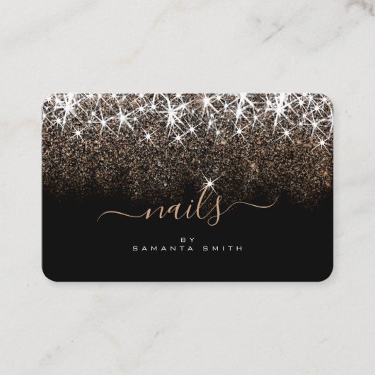 Luminous Golden Glitter Glam Stars Nails Designer Visitekaartje (Voorkant)