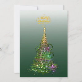 Luminous Green Holiday Tree flat holiday card  Feestdagenkaart