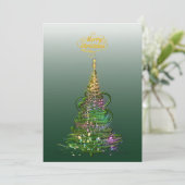 Luminous Green Holiday Tree flat holiday card Kaart (Staand voorkant)