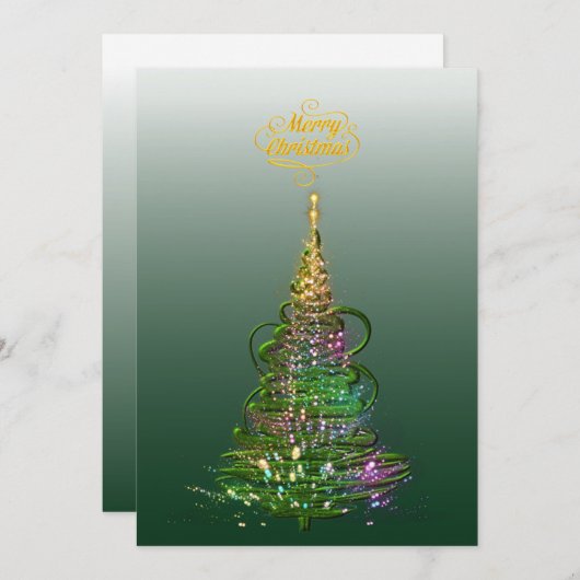 Luminous Green Holiday Tree flat holiday card Kaart (Voorkant / Achterkant)
