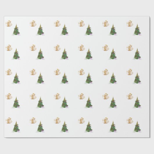 Luminous Green Holiday Tree wrapping paper  Cadeaupapier (Vlak)