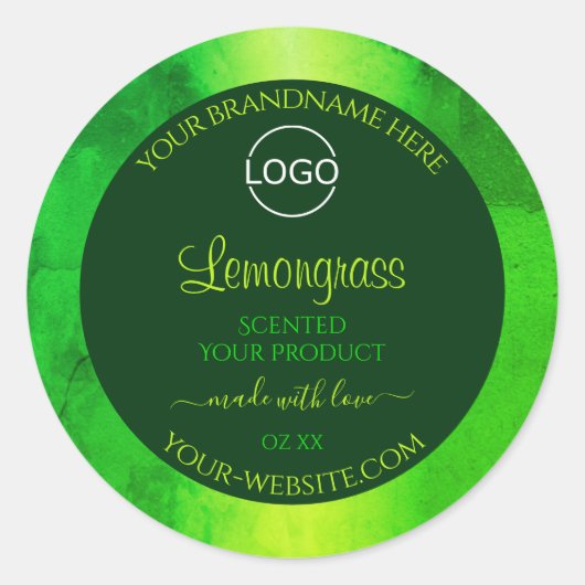 Luminous Green Marble Pattern Product Labels Logo (Voorkant)