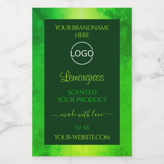 Luminous Green Marble Pattern Product Labels Logo Voedselcontainer Etiket (Enkel label)