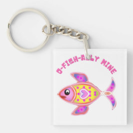 Luminous Heart Fish: Radiant Neon Kawaii Sea Life  Sleutelhanger