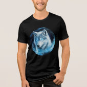 Luminous Ice Wolf in Galaxy Swirl Tri-Blend Shirt (Voorkant)