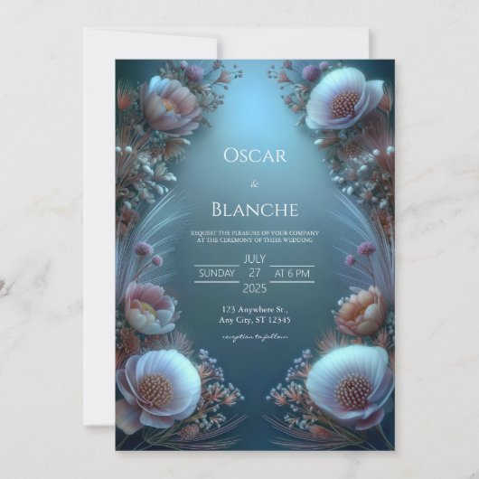 Luminous Ivory Bloom Ethereal Botanical Wedding Kaart (Voorkant)