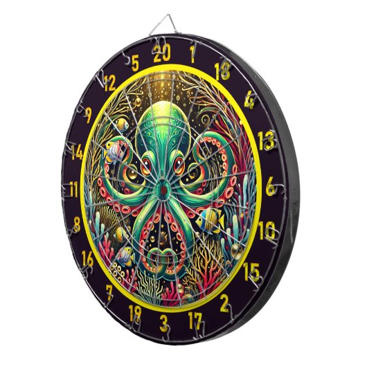 Luminous Lagoon Octopus Dartboard Dartbord (Voorkant Rechts)