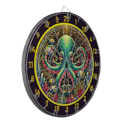 Luminous Lagoon Octopus Dartboard Dartbord (Voorkant Links)