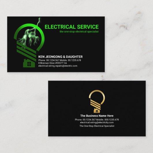 Luminous Lightning Striking Home Bulk Visitekaartje (Voorkant / Achterkant)